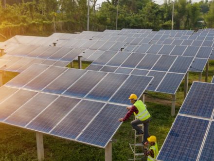 Solar panel workers