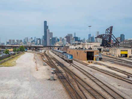 Amtrak leaving Chicago